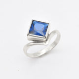 Sapphire Square Ring - Princess Cut Ring - Blue Gemstone Ring