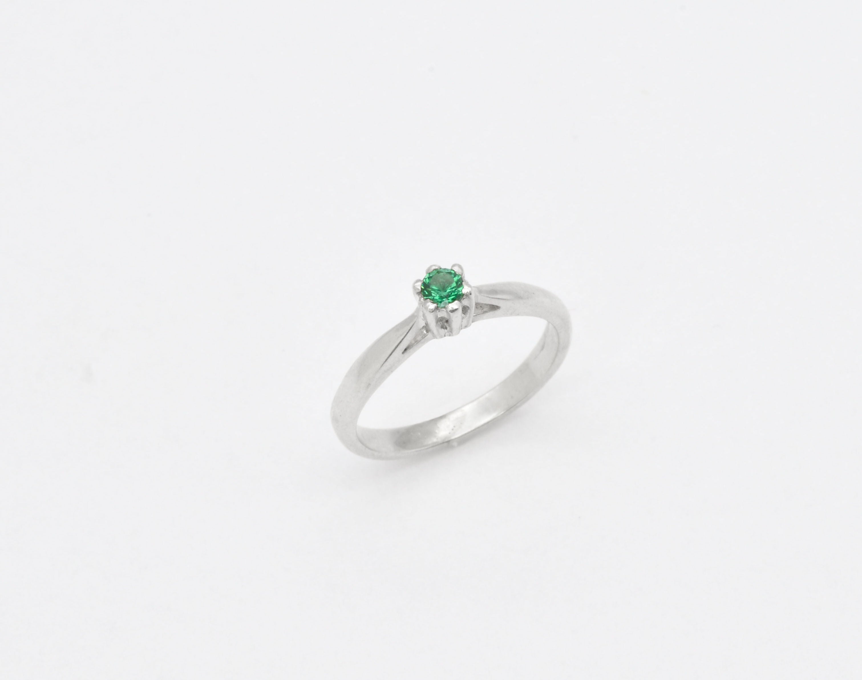 Created Emerald Ring made in 925 Sterling Silver with Round Created Green Emerald in Solitaire setting, May Birthstone gift idea, symbolizes, ideal for everyday wear and perfect for birthday gifting and special occasions.