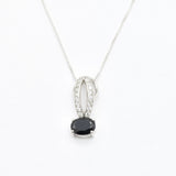 Gold Onyx Pendant - Long Vintage Necklace - Black Oval Necklace