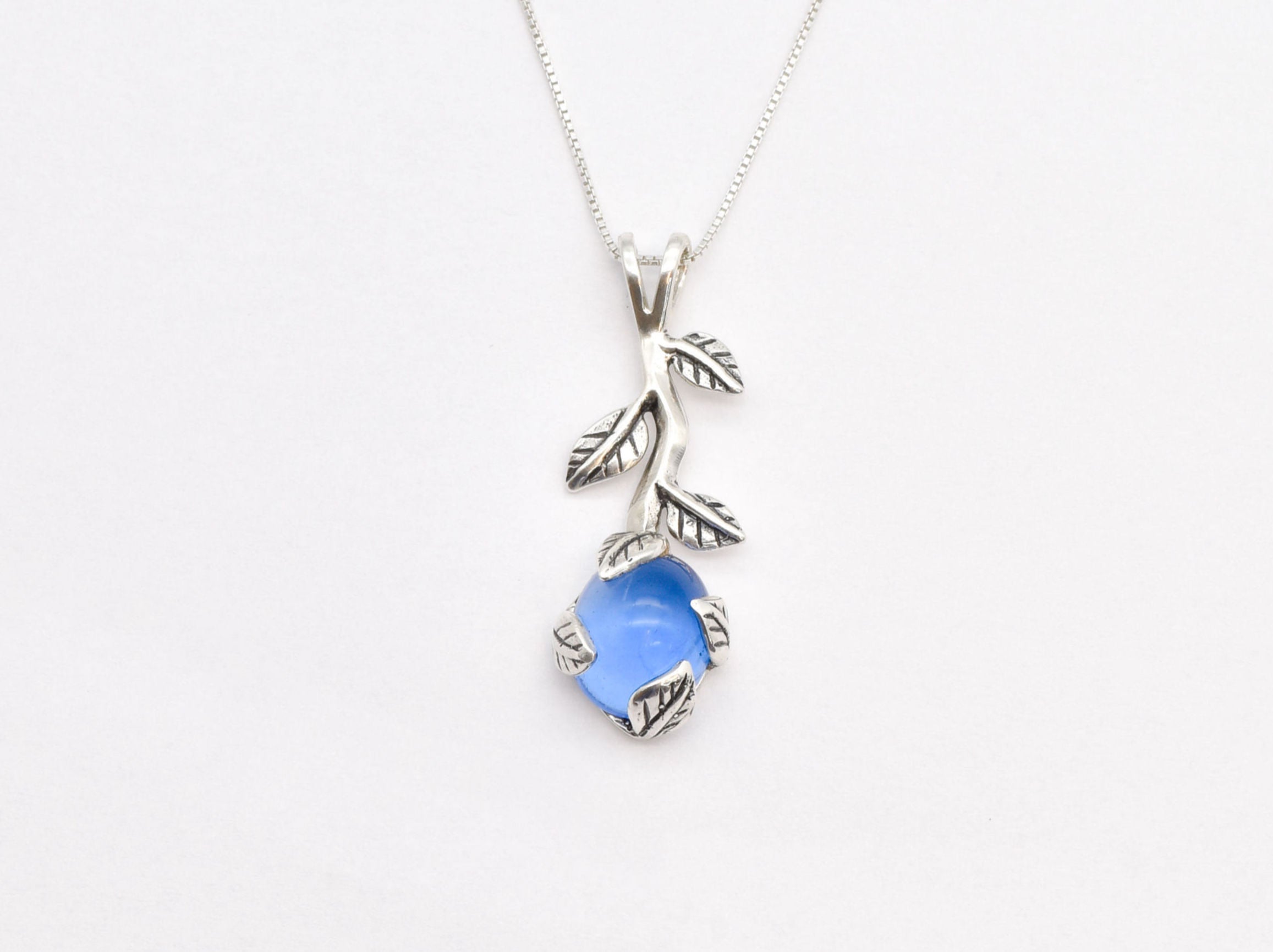 Created Sapphire Pendant made in 925 Sterling Silver with Baguette Created Blue Sapphire in Prong setting, September Birthstone gift idea, symbolizes sincerity, truth, and faithfulness, ideal for everyday wear and perfect for birthday gifting and special occasions.