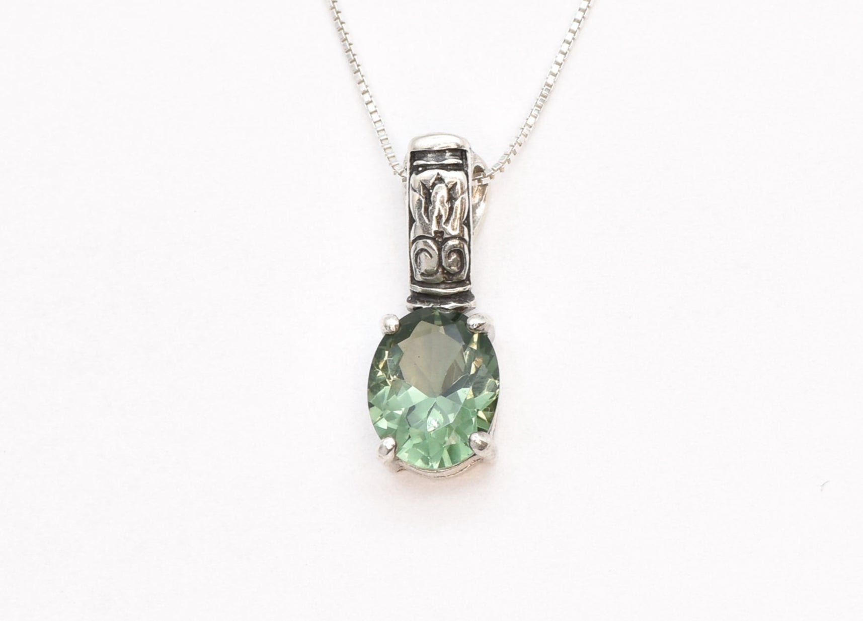Created Emerald Pendant made in 925 Sterling Silver with Created Mint Emerald in Prong setting, May Birthstone gift idea, symbolizes, ideal for everyday wear and perfect for birthday gifting and special occasions.