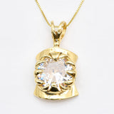 Large Diamond Pendant - Gold Diamond Necklace - Vintage Statement Necklace