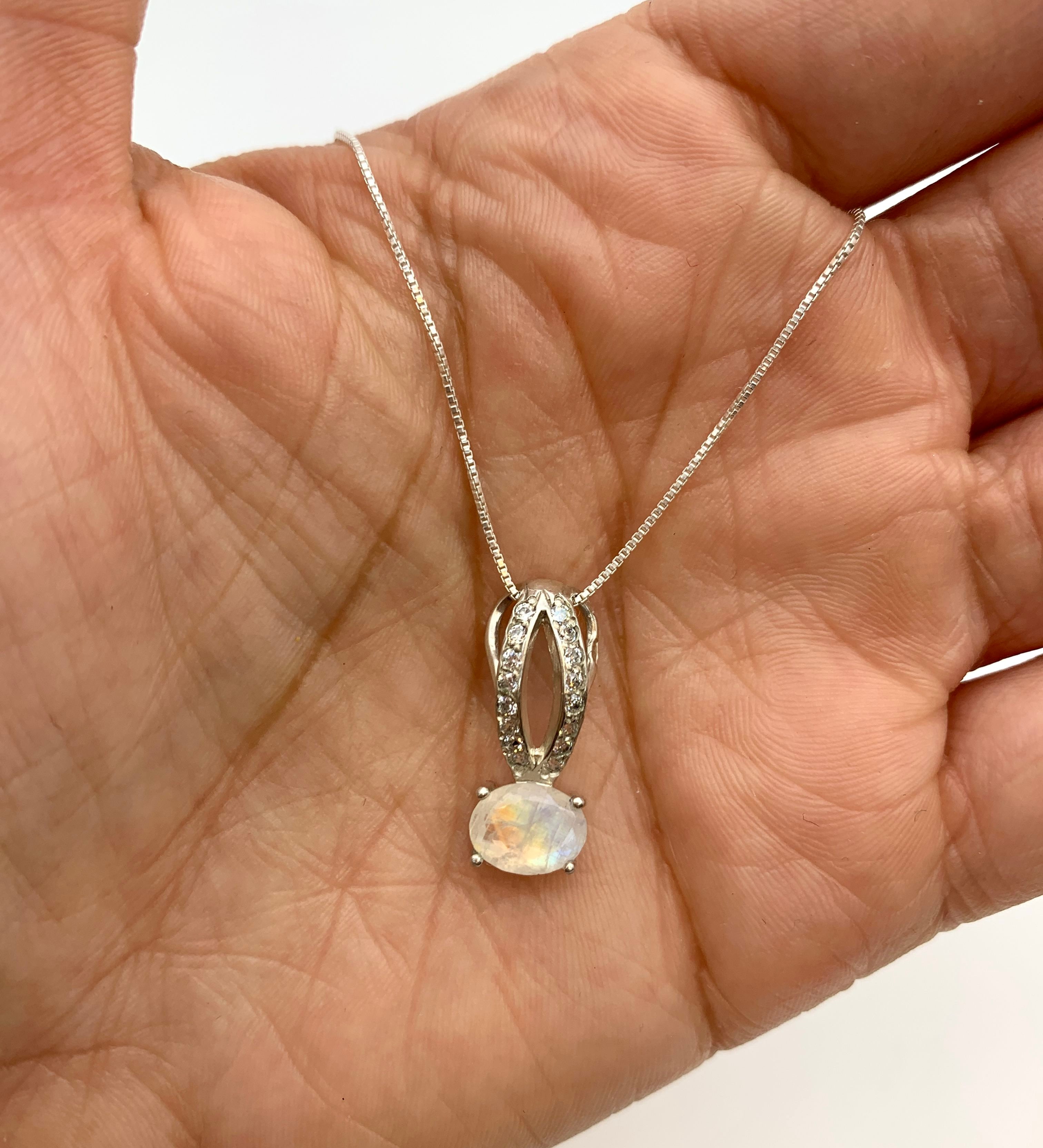 2510-P-nMOO: Sterling Silver Natural Rainbow Moonstone