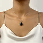 Chic Vintage Teardrop Necklace - Large Onyx Pendant in 925 Sterling Silver, exquisite for daily use and memorable gifts.