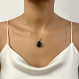 Chic Vintage Teardrop Necklace - Large Onyx Pendant in 925 Sterling Silver, exquisite for daily use and memorable gifts.