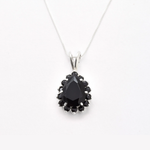 Large Onyx Pendant - Black Statement Necklace - Vintage Teardrop Necklace made in 925 Sterling Silver. Ideal for everyday wear and perfect for birthday gifting and special occasions.