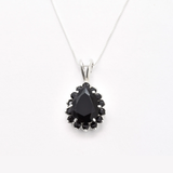 Large Onyx Pendant - Black Statement Necklace - Vintage Teardrop Necklace made in 925 Sterling Silver. Ideal for everyday wear and perfect for birthday gifting and special occasions.