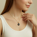 Beautiful Gold Onyx Necklace with a sleek teardrop pendant in 18k Gold Vermeil, perfect for style and celebrating special moments.