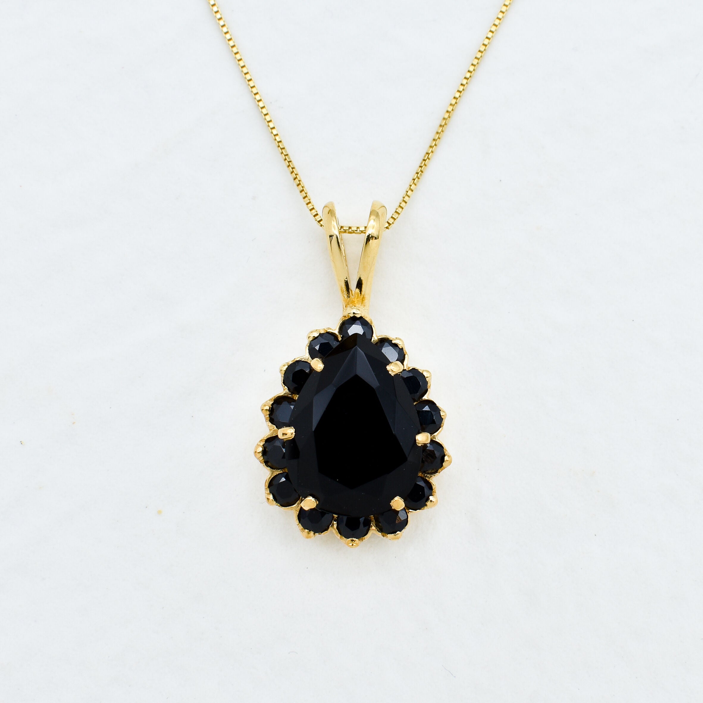 Gold Onyx Necklace - Statement Onyx Necklace - Gold Teardrop Pendant made in 18k Gold Vermeil. Ideal for everyday wear and perfect for birthday gifting and special occasions.