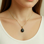 Elegant Gold Onyx Necklace featuring a teardrop pendant in 18k Gold Vermeil, perfect for everyday wear and special occasions.