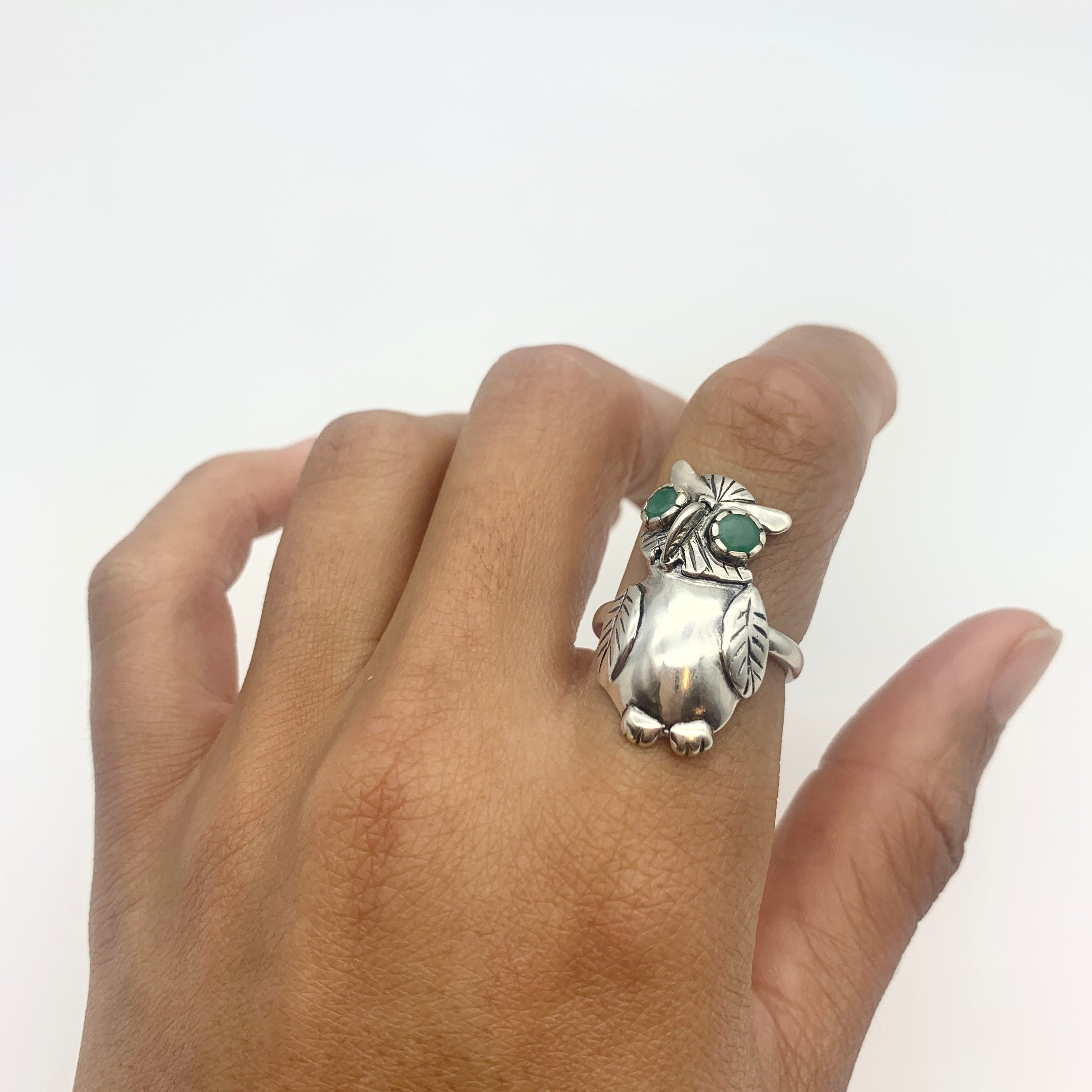 Sterling Silver Emerald Ring with Prong Setting, May Birthstone, symbolizes harmony and healing, great for daily wear or gifts.