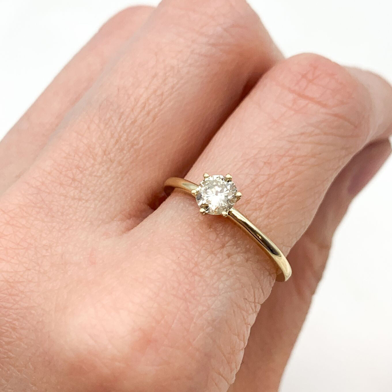 Elegant 14k Yellow Gold Ring with Natural White Diamond, April Birthstone gift symbolizing commitment, ideal for special occasions.