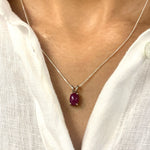 Elegant 925 Sterling Silver Pendant featuring an Oval Natural Ruby, perfect for birthdays and special occasions.