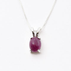 Natural Ruby Pendant made in 925 Sterling Silver with Oval Natural Red Ruby in Prong setting, July Birthstone gift idea, symbolizes nobility, purity, and passion, ideal for everyday wear and perfect for birthday gifting and special occasions.
