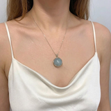 Aquamarine Statement Necklace - Blue Boho Pendant - Aquamarine Leaf Necklace