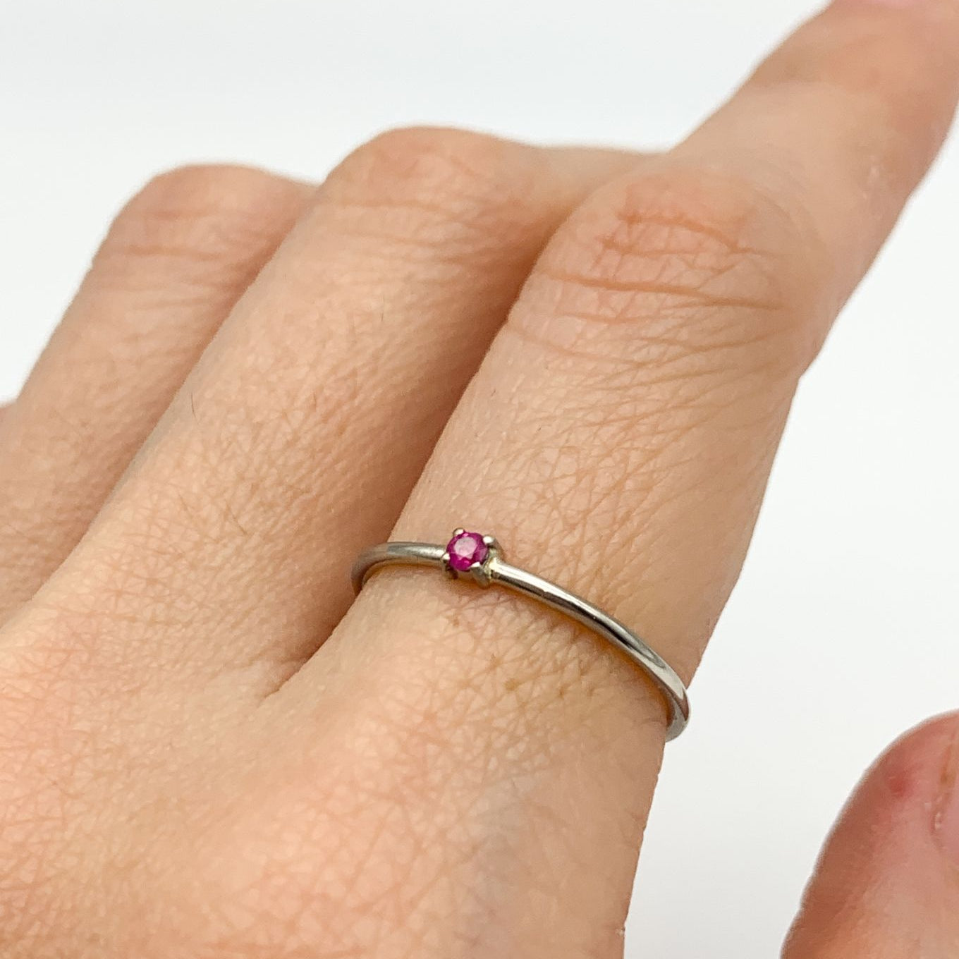 YR-1003-R-nRUB: 14k White Gold Genuine Natural Ruby