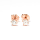 Certified Diamond Earrings - Solid Rose Gold Earrings - 3mm Diamond Studs