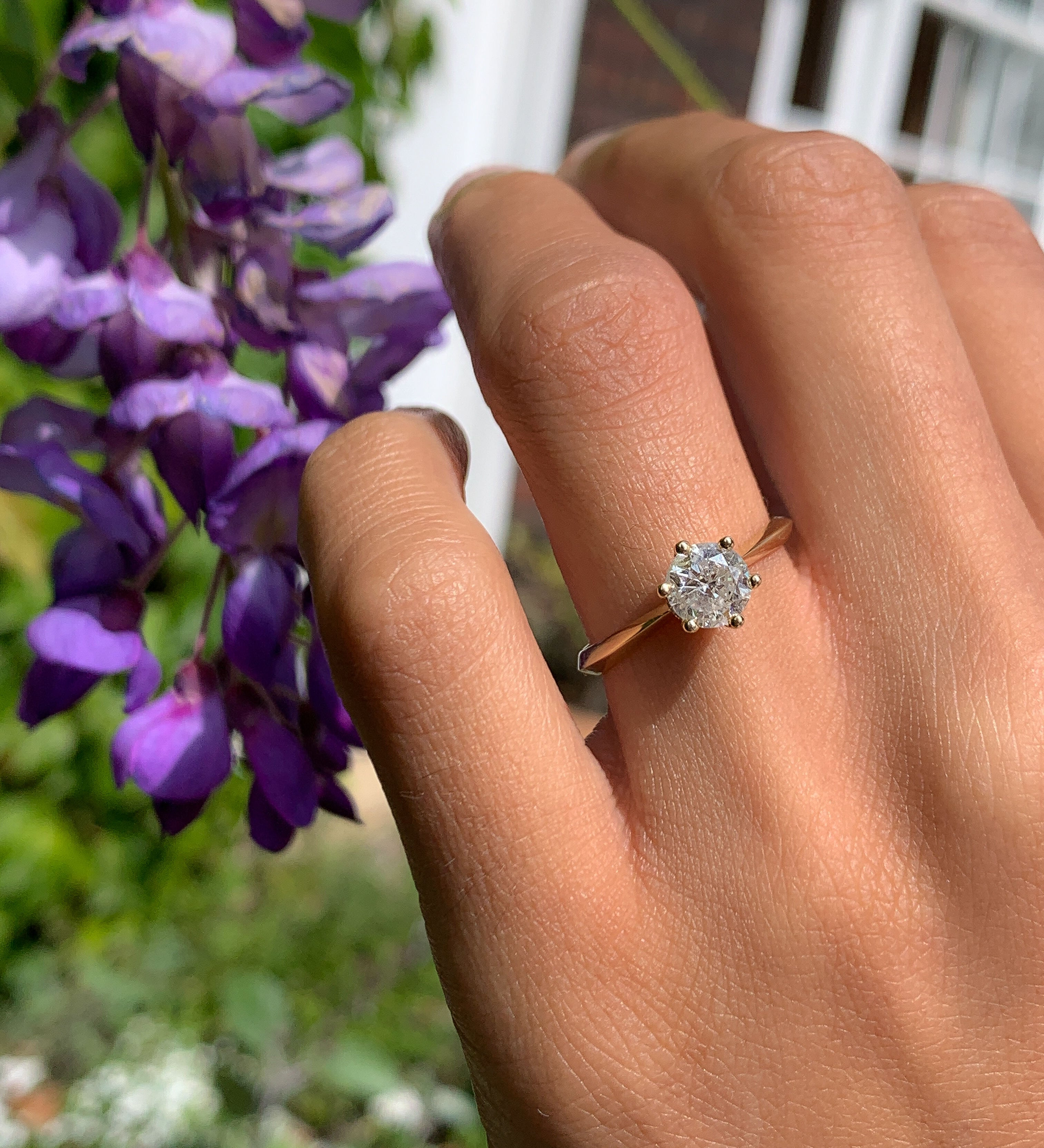 1 Carat Real Diamond Ring - Classy Engagement Solitaire Ring - Solid 14k Gold Certified Ring