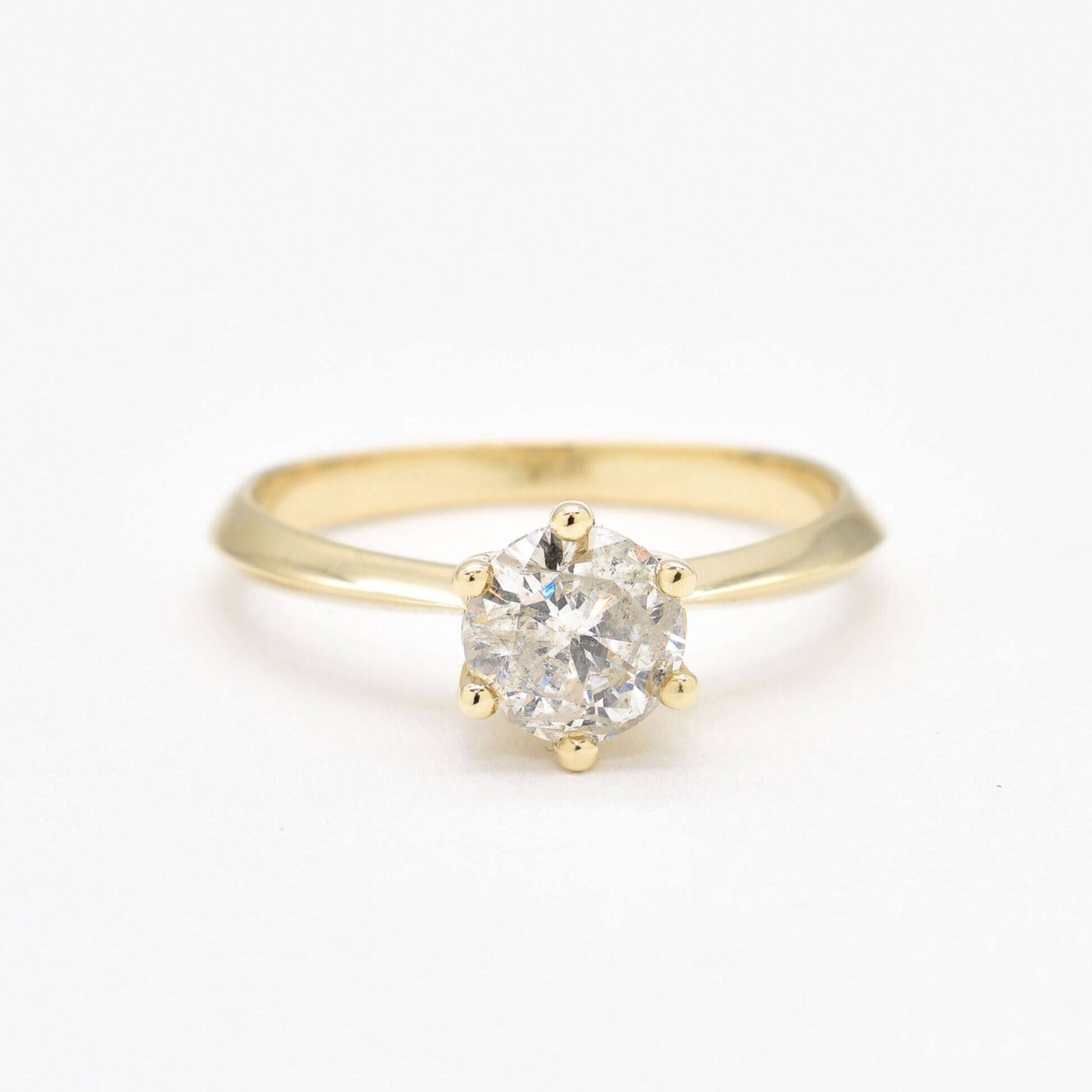 1 Carat Real Diamond Ring - Classy Engagement Solitaire Ring - Solid 14k Gold Certified Ring