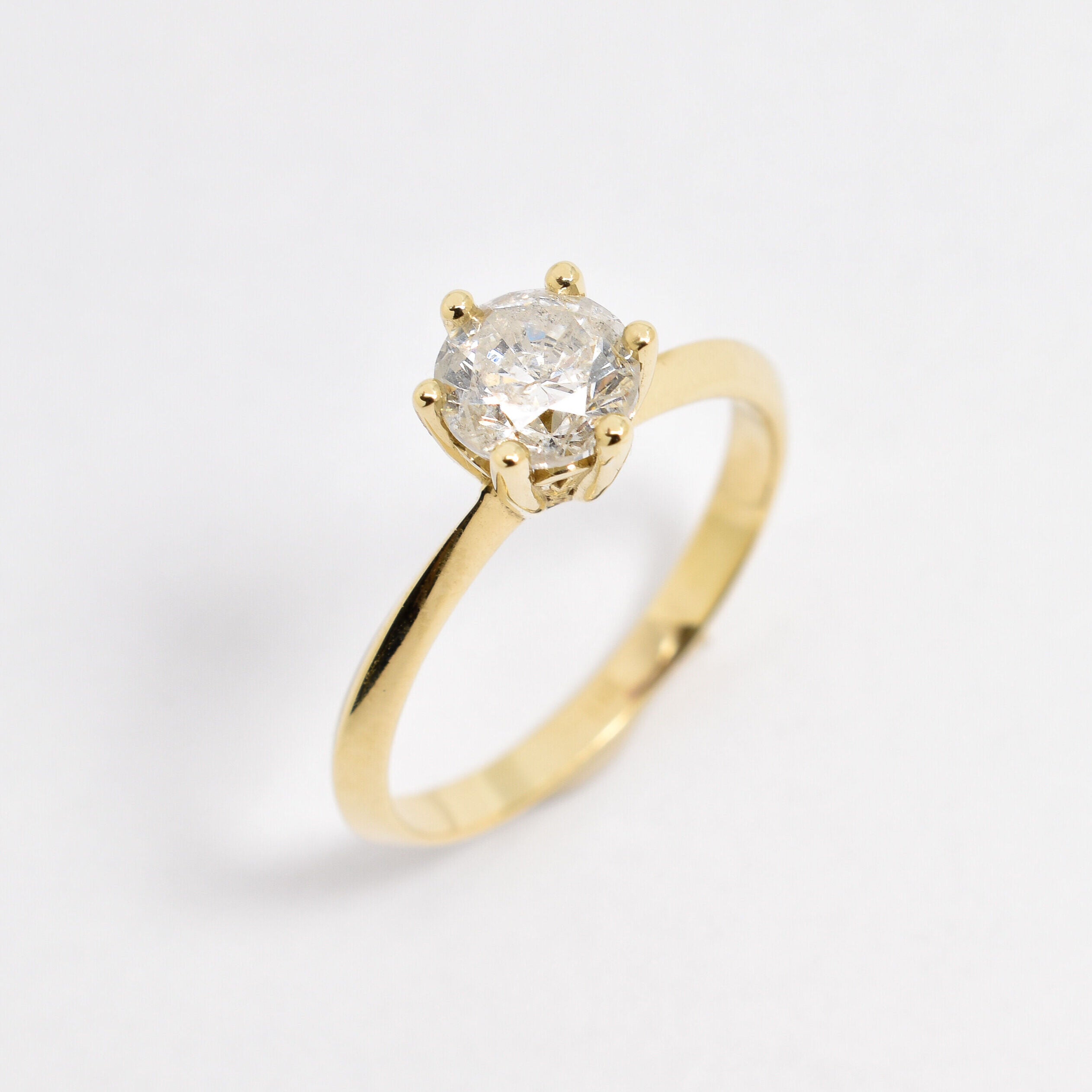 1 Carat Real Diamond Ring - Classy Engagement Solitaire Ring - Solid 14k Gold Certified Ring