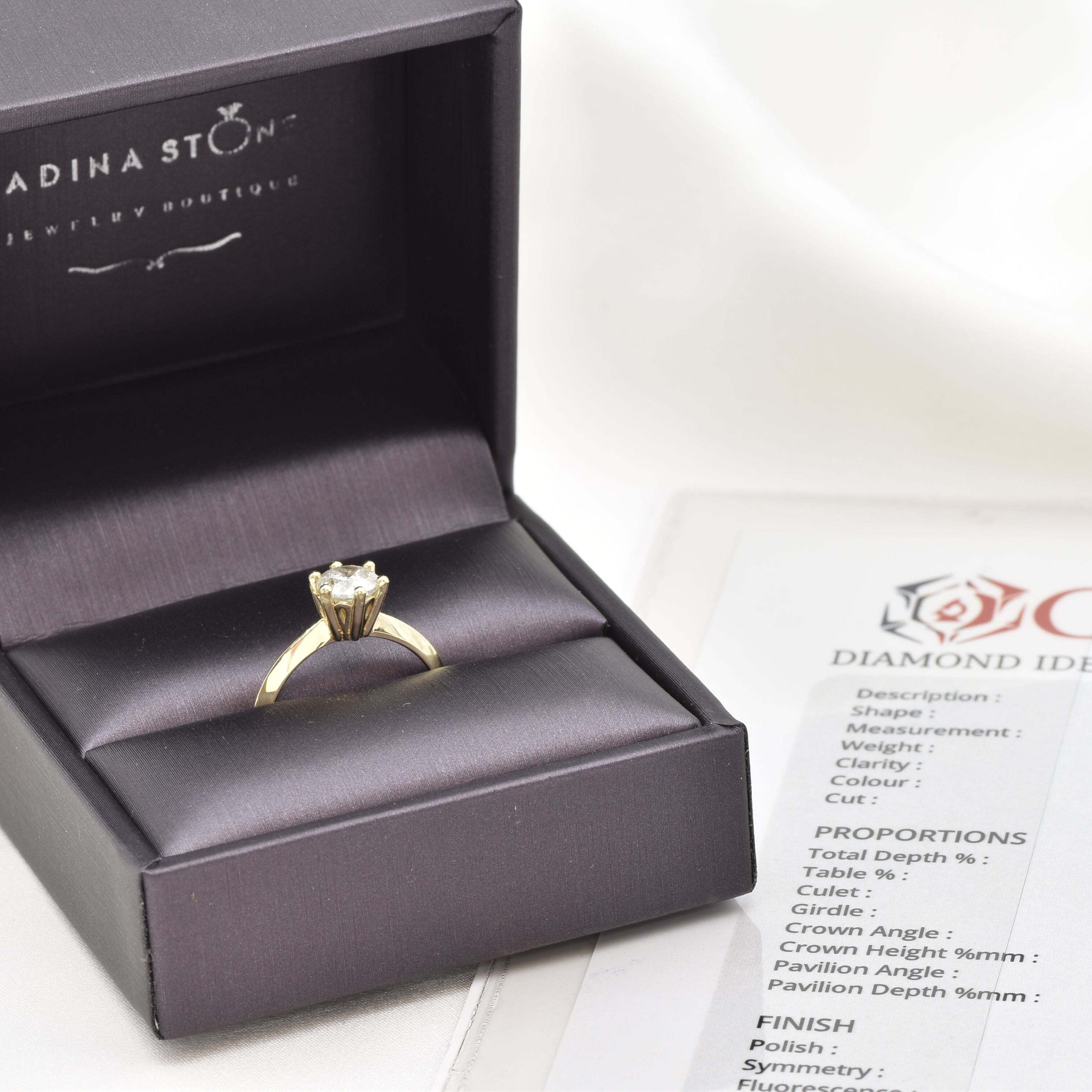 1 Carat Real Diamond Ring - Classy Engagement Solitaire Ring - Solid 14k Gold Certified Ring