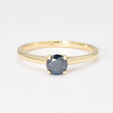 Certified Blue Diamond Gold Ring - Solitaire Blue Diamond Ring - Real Solid 14k Gold