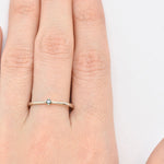 Certified Blue Diamond Ring - Dainty Blue Diamond Ring - Real 14k White Gold Ring