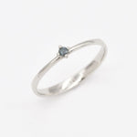 Certified Blue Diamond Ring - Dainty Blue Diamond Ring - Real 14k White Gold Ring