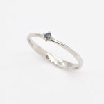 Certified Blue Diamond Ring - Dainty Blue Diamond Ring - Real 14k White Gold Ring