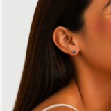 Dainty Sapphire Earrings - White Gold Sapphire Studs - Sapphire Flower Earrings
