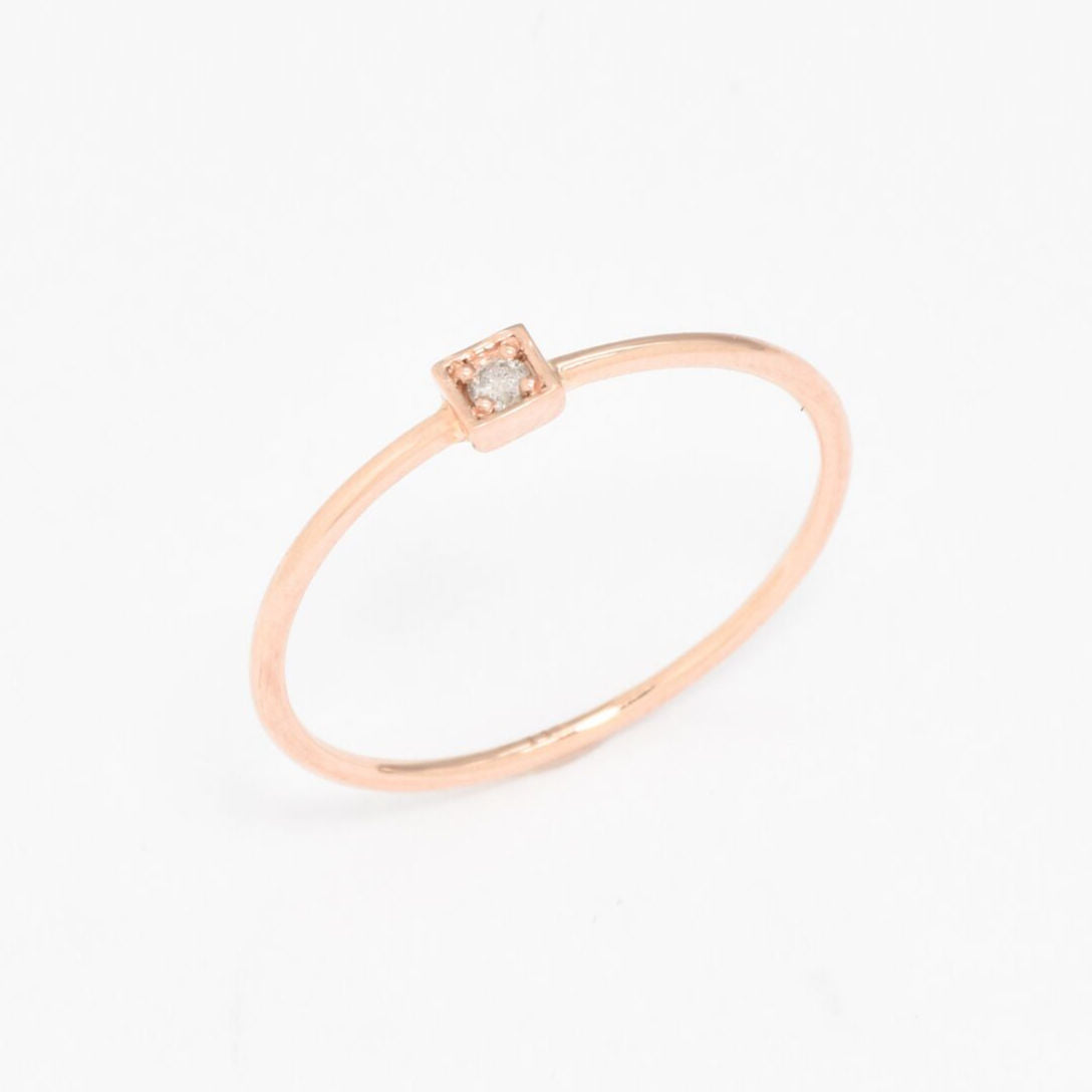 CERTIFIED Diamond Gold Ring - Solid 14k Rose Gold Ring - Dainty Diamond Engagement Ring (41212059549762)