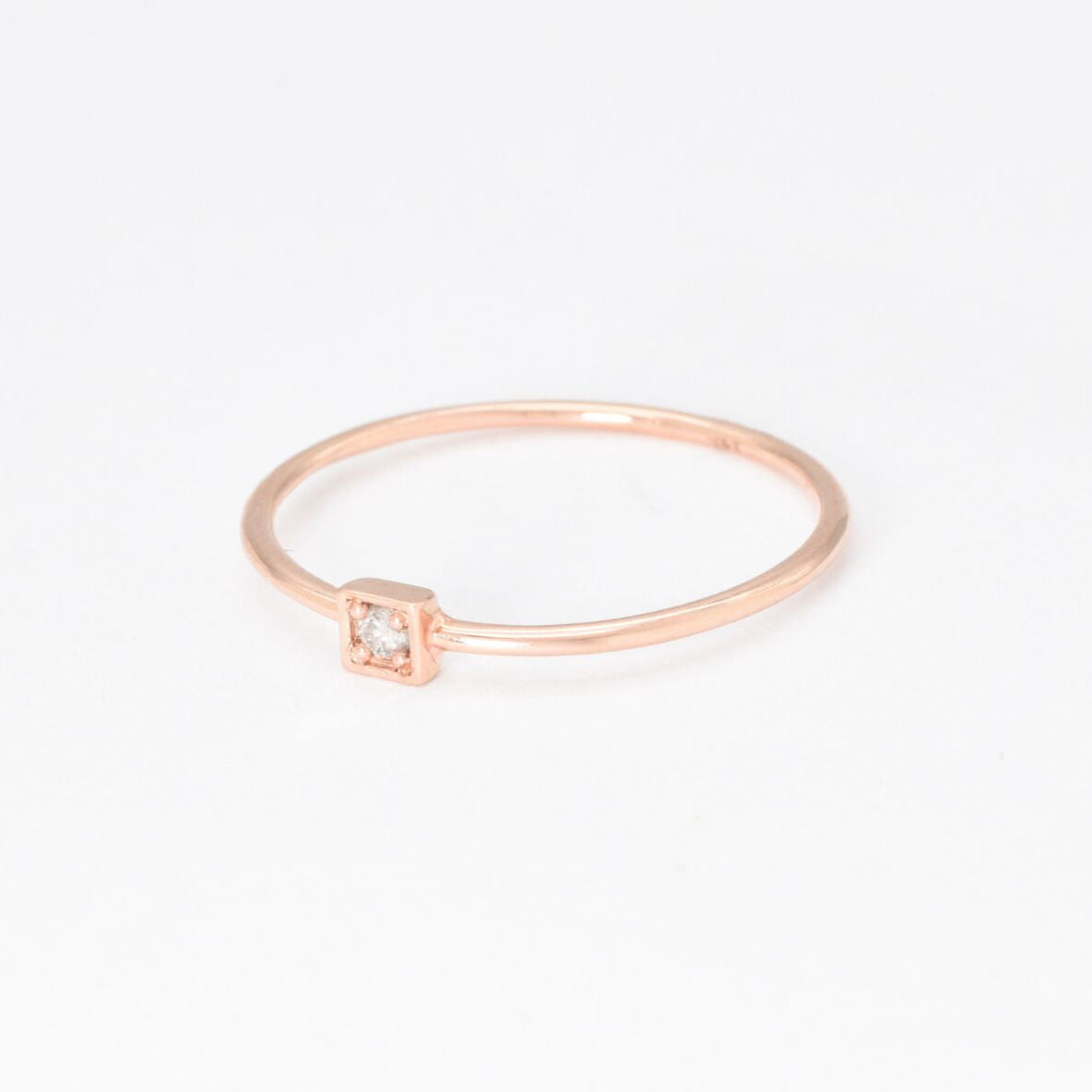 CERTIFIED Diamond Gold Ring - Solid 14k Rose Gold Ring - Dainty Diamond Engagement Ring (41212059549762)