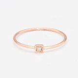 CERTIFIED Diamond Gold Ring - Solid 14k Rose Gold Ring - Dainty Diamond Engagement Ring (41212059549762)