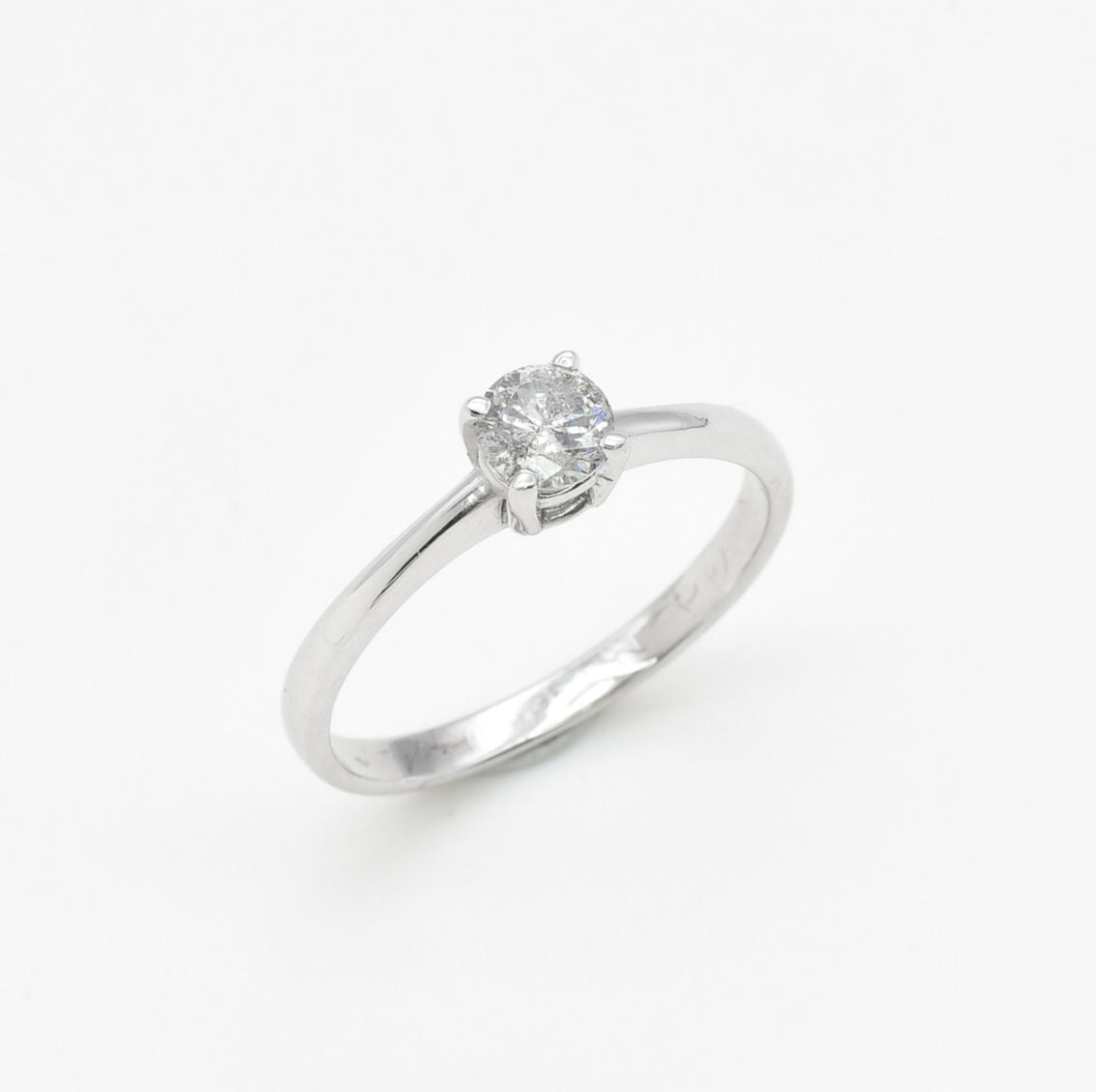 Certified Diamond Ring - Solid 18k White Gold Engagement Ring - Classy Solitaire Diamond Ring