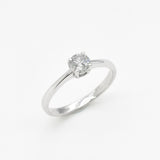 Certified Diamond Ring - Solid 18k White Gold Engagement Ring - Classy Solitaire Diamond Ring