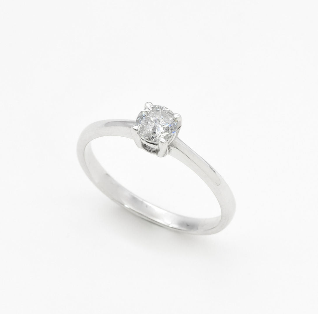 Certified Diamond Ring - Solid 18k White Gold Engagement Ring - Classy Solitaire Diamond Ring