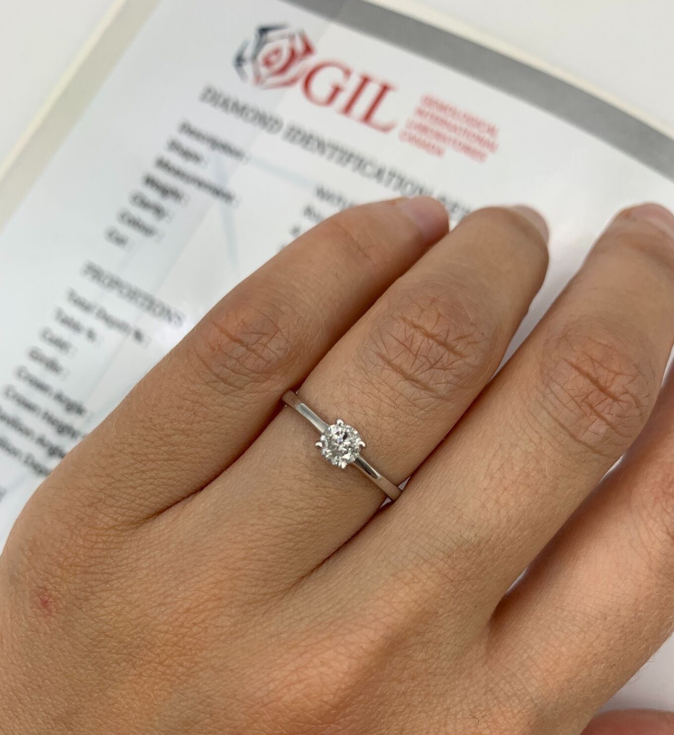 Certified Diamond Ring - Solid 18k White Gold Engagement Ring - Classy Solitaire Diamond Ring