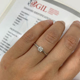 Certified Diamond Ring - Solid 18k White Gold Engagement Ring - Classy Solitaire Diamond Ring