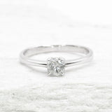 Certified Diamond Ring - Solid 18k White Gold Engagement Ring - Classy Solitaire Diamond Ring