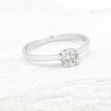 Certified Diamond Ring - Solid 18k White Gold Engagement Ring - Classy Solitaire Diamond Ring