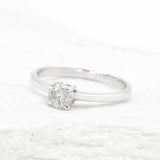 Certified Diamond Ring - Solid 18k White Gold Engagement Ring - Classy Solitaire Diamond Ring