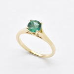 Certified Emerald Gold Ring - Genuine Emerald Solitaire Ring - 1 Carat Emerald Gold Ring