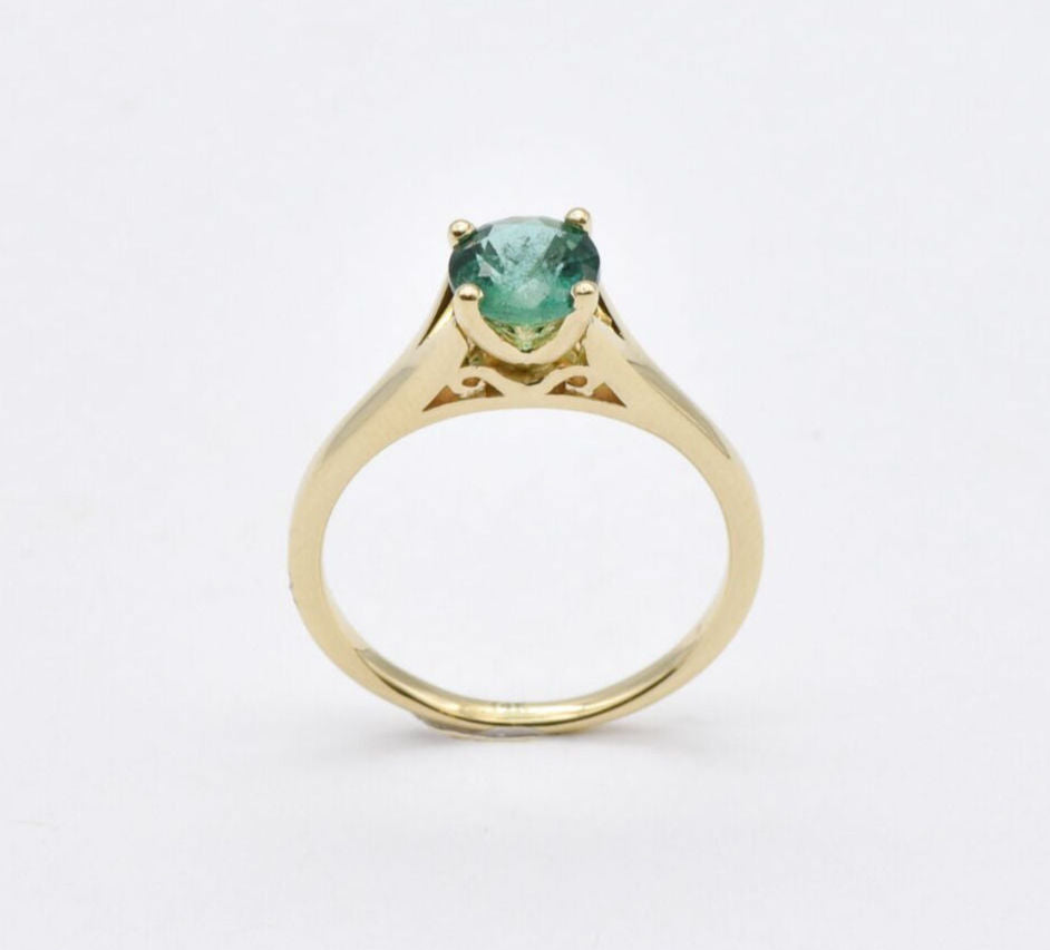 Certified Emerald Gold Ring - Genuine Emerald Solitaire Ring - 1 Carat Emerald Gold Ring