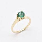 Certified Emerald Gold Ring - Genuine Emerald Solitaire Ring - 1 Carat Emerald Gold Ring