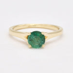 Certified Emerald Gold Ring - Genuine Emerald Solitaire Ring - 1 Carat Emerald Gold Ring