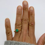 Certified Emerald Gold Ring - Genuine Emerald Solitaire Ring - 1 Carat Emerald Gold Ring