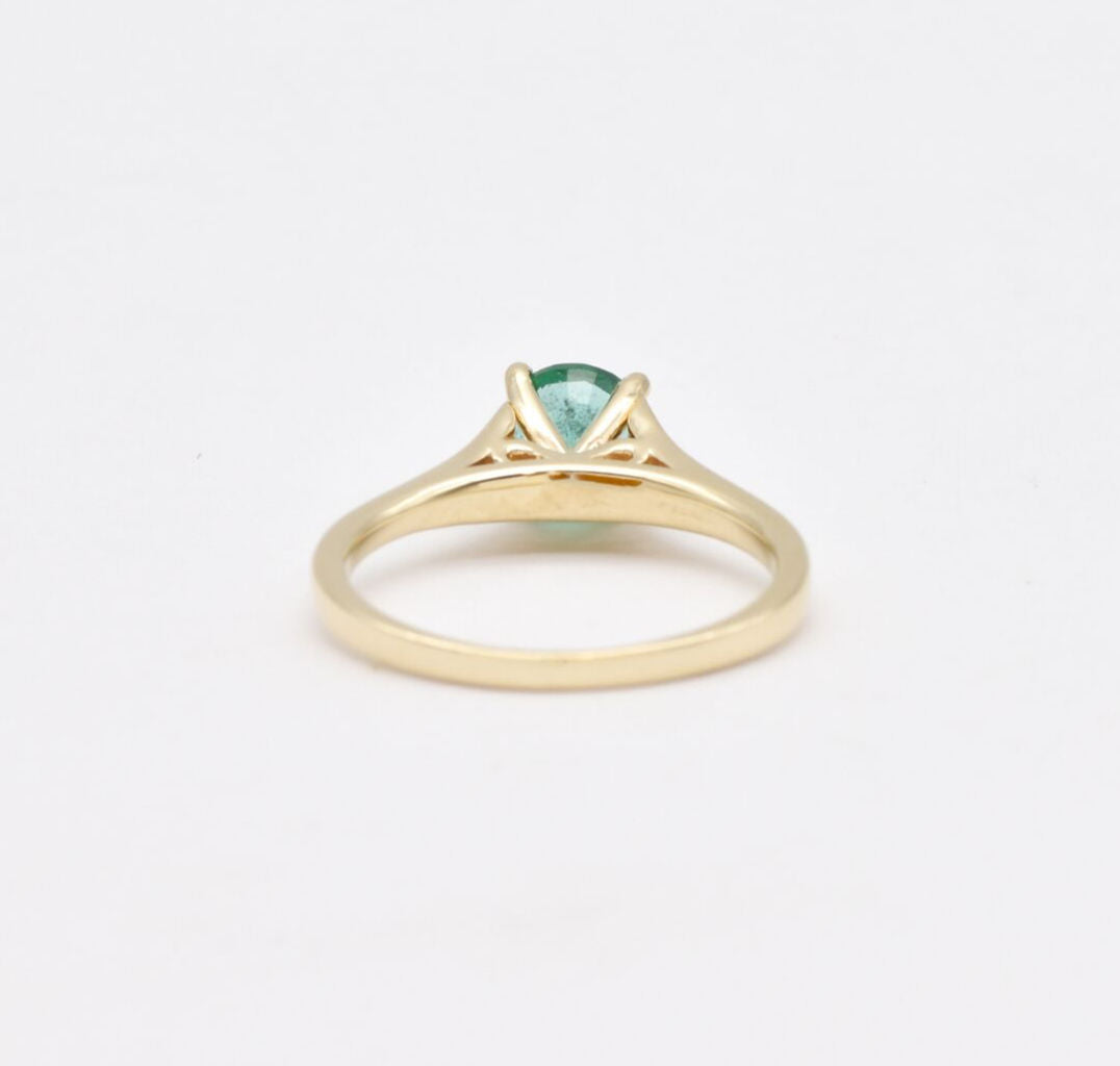 Certified Emerald Gold Ring - Genuine Emerald Solitaire Ring - 1 Carat Emerald Gold Ring