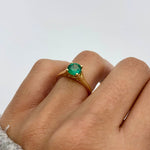 Certified Emerald Gold Ring - Genuine Emerald Solitaire Ring - 1 Carat Emerald Gold Ring