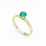 Certified Emerald Ring - 18k Solid Gold Engagement Ring - Green Dainty Ring