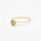 Certified Green Sapphire Ring - Real Solid 14k Gold Ring - Solitaire Sapphire Gold Ring